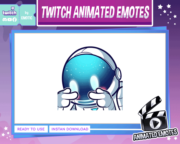 Animated Emote | astronaut emote | shy emote | spaceman emote | astronaut twitch emote | stream and discord EMOTICSTD