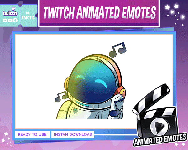 Animated emote | Astronaut vibing emote | astro vibing | jamming | hype emote | astronaut twitch emote | space man | galaxy EMOTICSTD
