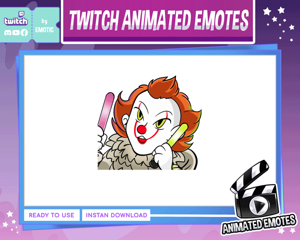 Animated emote | twitch emote | penny wise emote | ghost emote | horror emote | movie character emote | stream EMOTICSTD